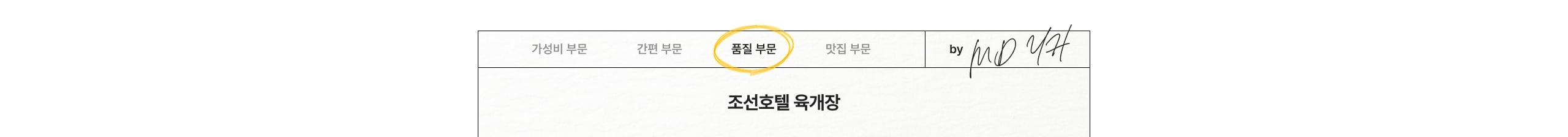 품질 부문 조선호텔 육개장