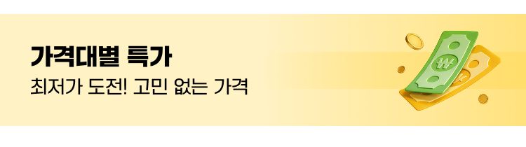 가격대별 특가 최저가 도전! 고민 없는 가격